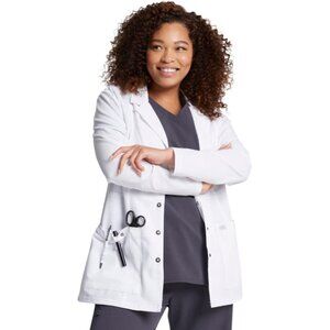 Dickies 82400 Xtreme Stretch 28" Snap Front Lab Coat White